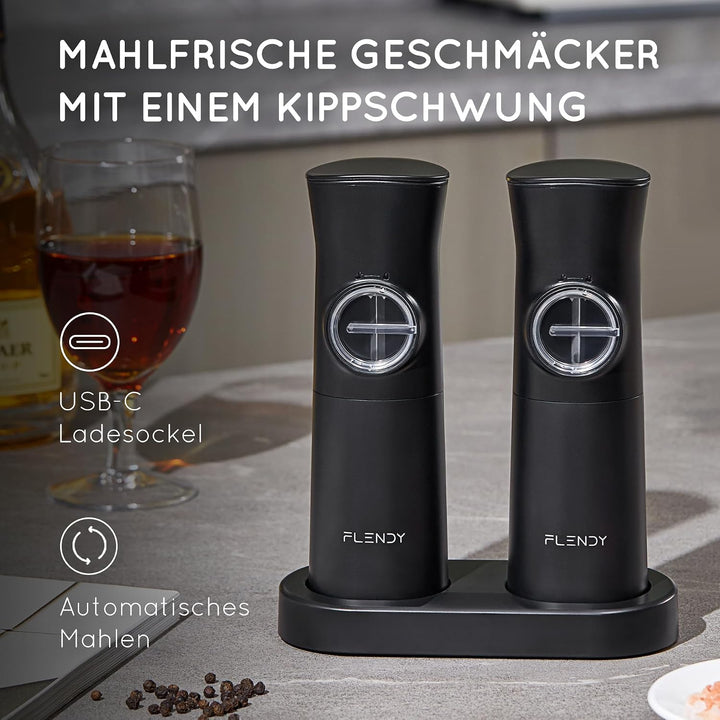 Schwerkraft elektrische Salz und Pfeffermühle Set, 2er-Set Wiederaufladbare elektrische Salz und Pfe