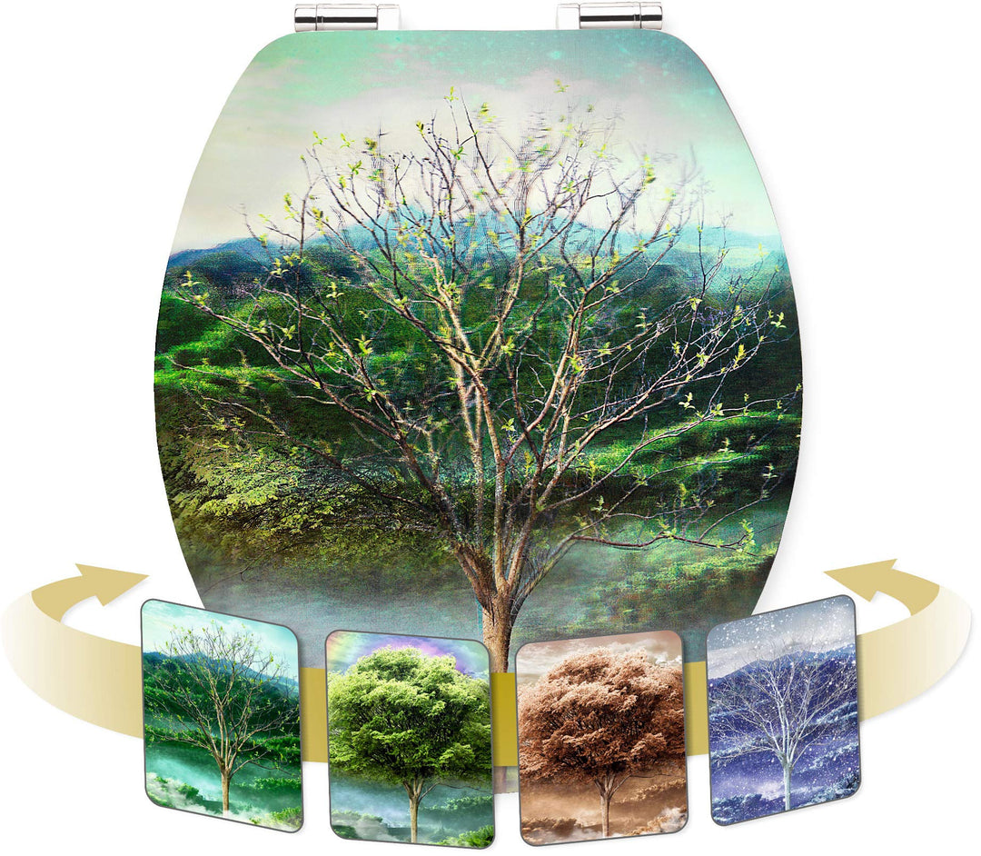 Cornat WC-Sitz "4 Seasons" - Hologramm-Effekt mit Wechselmotiven - Hochwertiger Holzkern - Absenkaut