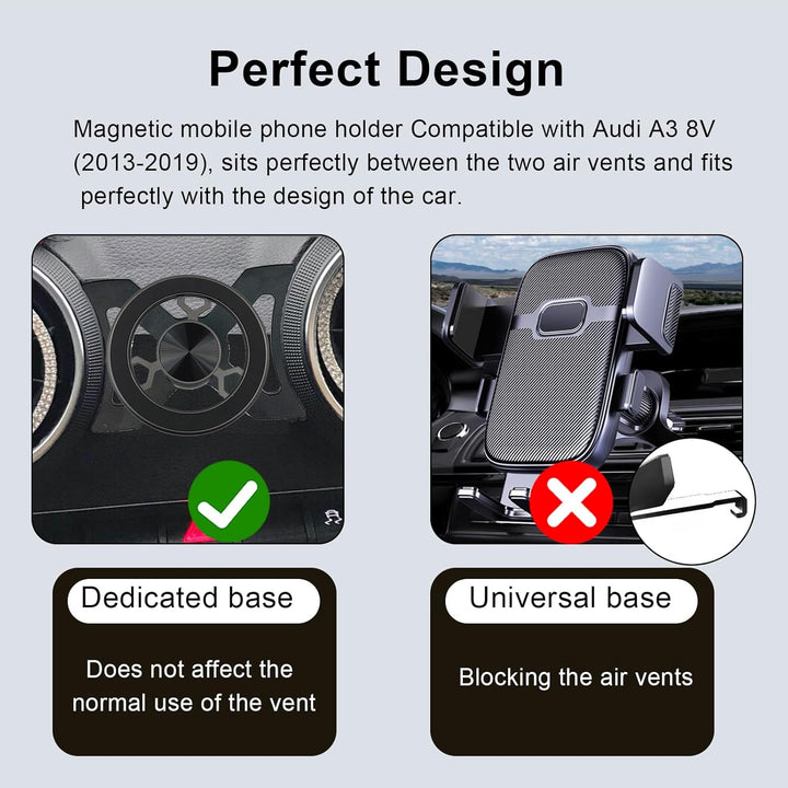 Magnetisch Kfz Handyhalterung Kompatibel mit Audi A3 8V 2014–2019 Universelle Halterung 360 Grad Dre