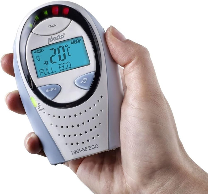 Alecto DBX-88 Eco DECT Digitales Babyphone hohe Reichweite bis zu 300 m. (100% störungsfrei), Gegens