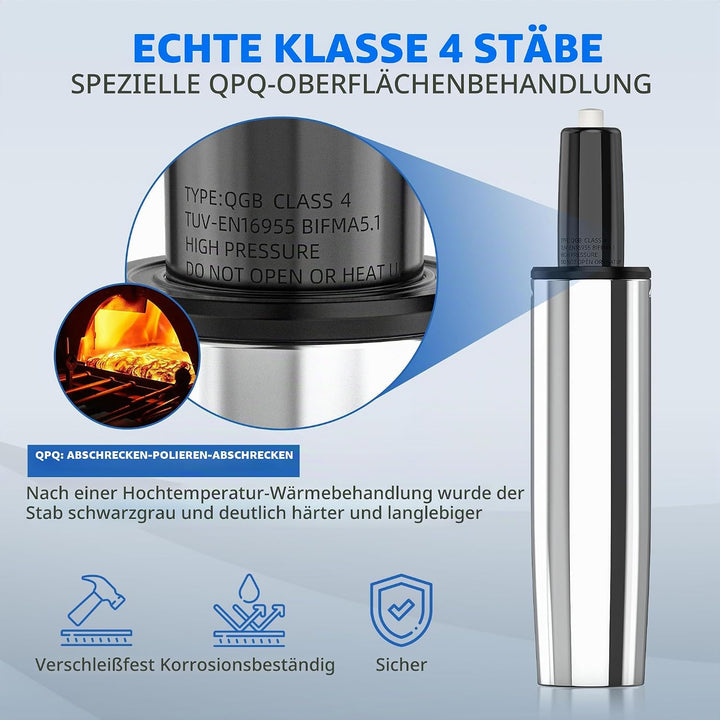 WEWILL Gasdruckfeder für Bürostühle, Länge 230mm - 315mm, Silber Silber 230-315mm, Silber 230-315mm