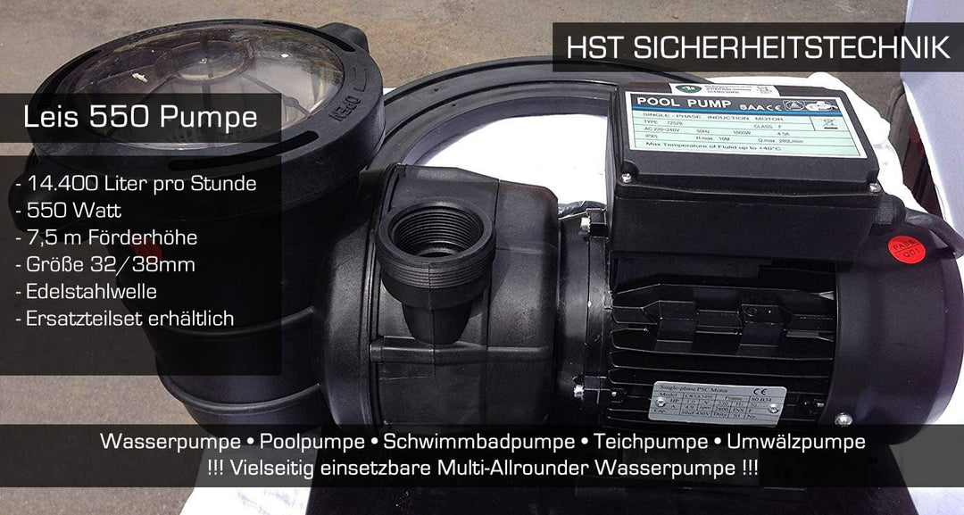 HST Profi Leis Poolpumpe 14,4 m3, 14400 Liter/Std, 550 W I Erweiterbare Filterpumpe mit geringer Ene