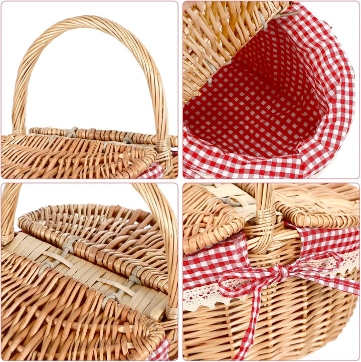 MAGICLULU 1 Stück Weiden-Picknickkorb Mit Einlage Picknickkorb Im Landhausstil Mit Deckel Für Einkau