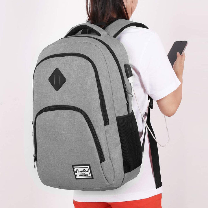YAMTION Rucksack Laptop Rucksack Studenten Herren Rucksack Daypack mit USB-Ladeanschluss für Schule