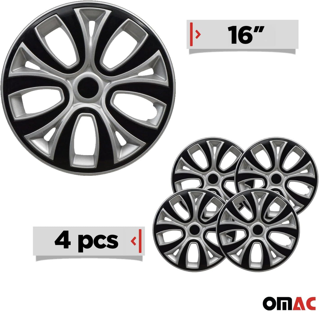 OMAC Radkappen Radblenden Radzierblenden Set 16" Zoll Kompatibel mit Auto KFZ PKW ABS | Radzierblend
