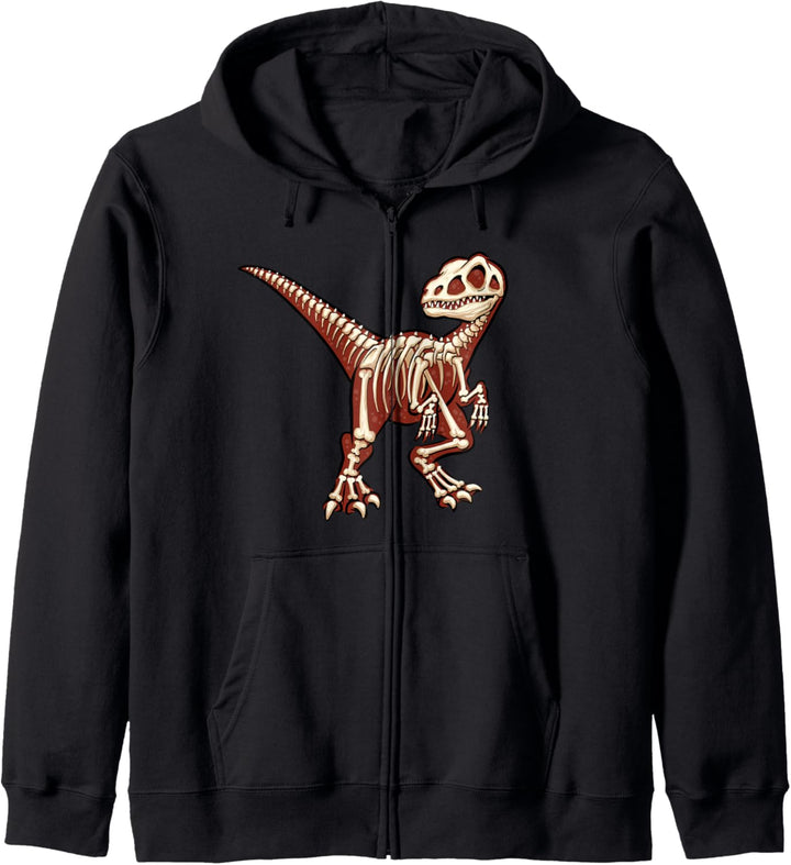 Urzeit Velociraptor Raptor Skelett Dinosaurier Dino Kapuzenjacke