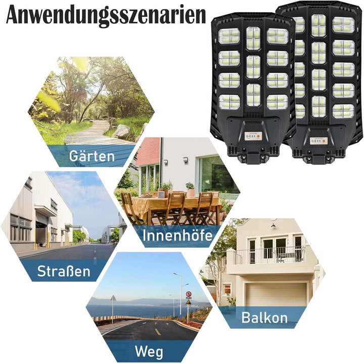 Aufun Strassenlampe Solar 400W LED Strassenlaterne mit Lichtsteuerung und Motion Sensor Akku Wasserd