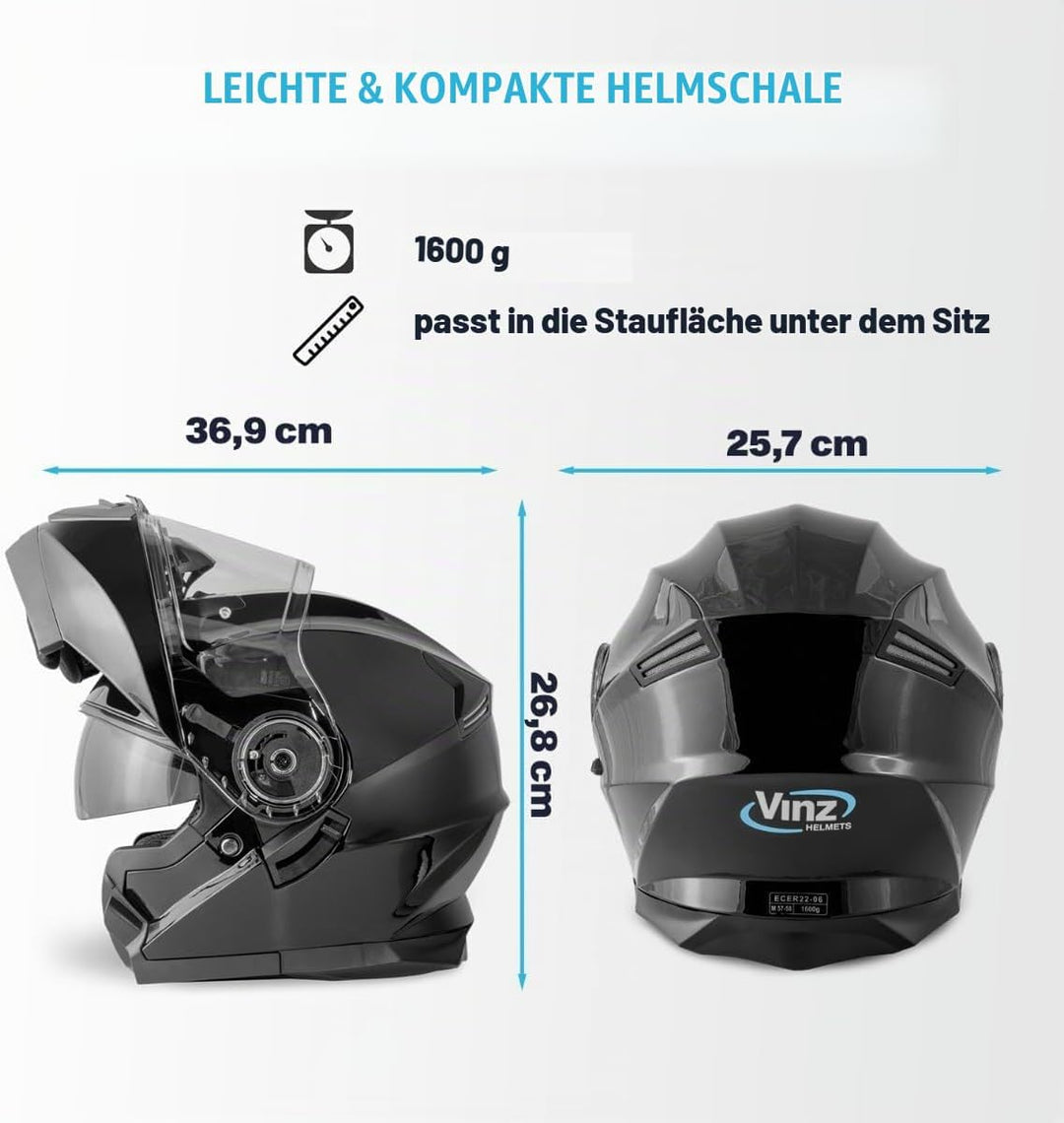 Santos Klapphelm mit Sonnenblende | ECE 22.06 &amp; PINLOCK vorbereitet | Motorrad Helm Integralhelm | M