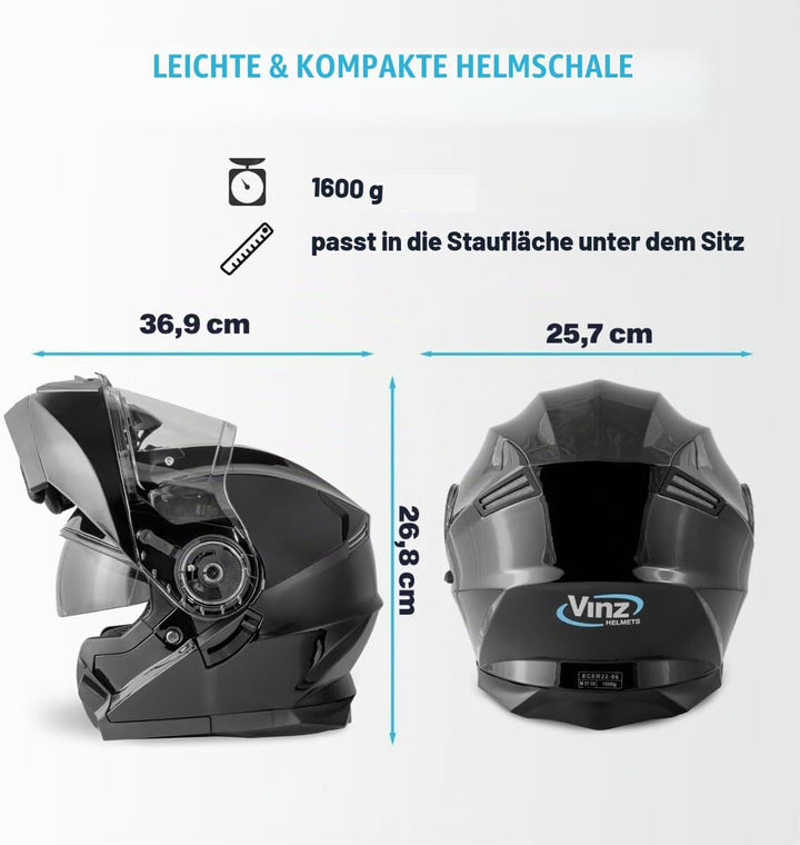 Santos Klapphelm mit Sonnenblende | ECE 22.06 &amp; PINLOCK vorbereitet | Motorrad Helm Integralhelm | M