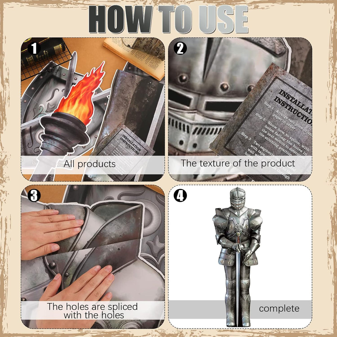 Honoson 10 Stücke Jointed Suit of Armor Knight Cut Out Mittelalter Party Dekorationen Fackel Requisi