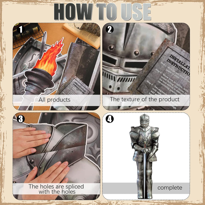 Honoson 10 Stücke Jointed Suit of Armor Knight Cut Out Mittelalter Party Dekorationen Fackel Requisi