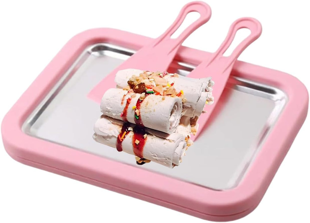 Eiscreme-Rollmaschine mit 2 Schabern, 26 x 21 cm, gefrierbar, für sofortige DIY-Eiscreme, Rollen, fü