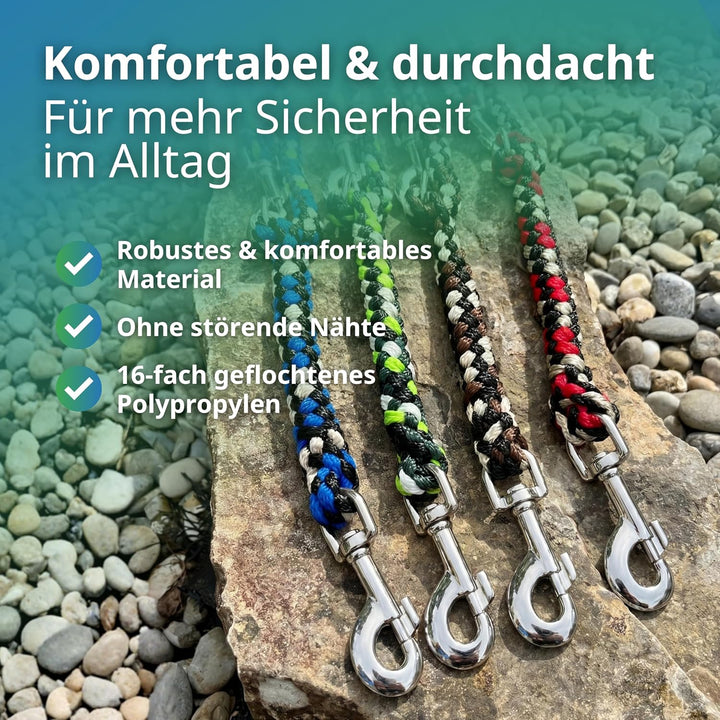 Geflochtene Hundeleine für mittelgrosse und grosse Hunde bis 60 kg | Kurze Führleine | 1,20 m lang |