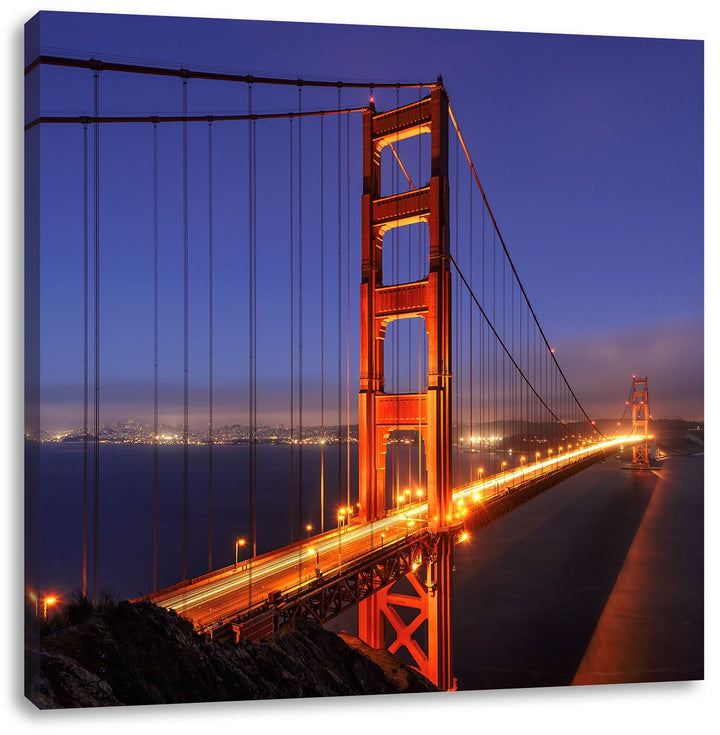 Pixxprint Golden Gate Bridge bei Nacht in San Francisco als Leinwandbild/Grösse: 70x70 cm/Wandbild/K