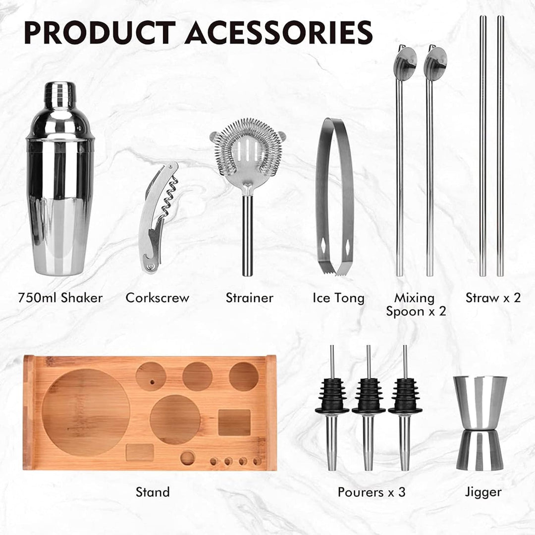 Lychee Professionelles Edelstahl Cocktailshaker(12-TLG)/Premium Cocktail Shaker Set/Cocktailshaker/P
