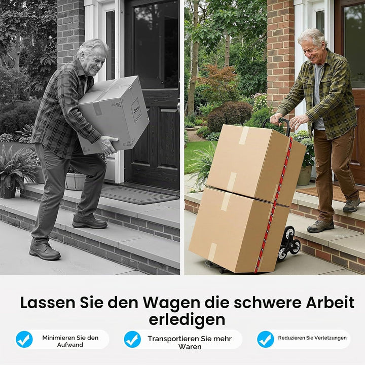 Schwerlast Sackkarre Klappbar 150kg Treppensteiger 3-Fach Sternräder Transporter Treppensackkarre mi