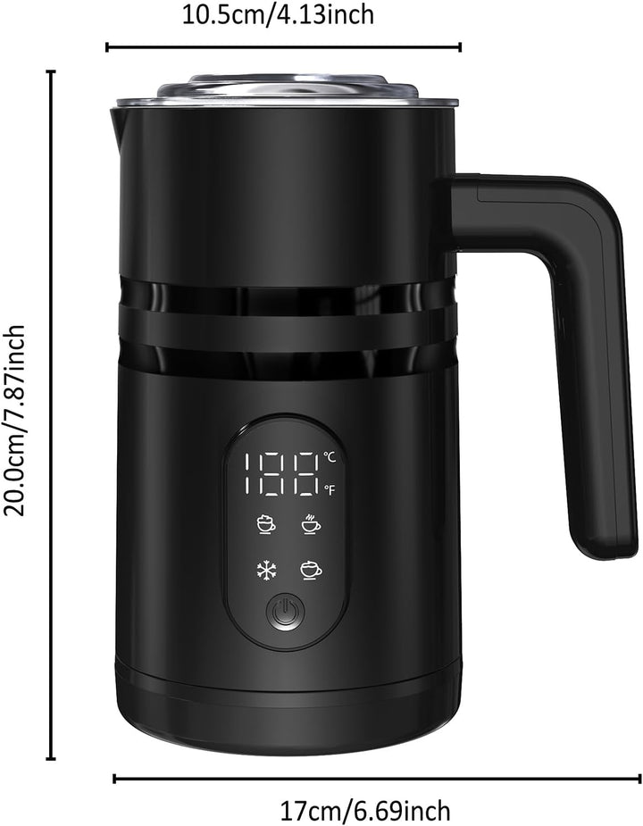 GKXLH 350 mL 4 in 1 Milchaufschäumer Elektrisch mit Temperaturanzeige Black | Geräuscharm Milchaufsc