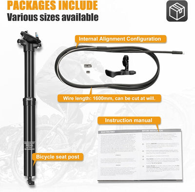 Sattelstütze, Fahrradsattelstütze MTB Dropper Hubdrahtsteuerung Höhenverstellbares Hydraulisches Sat