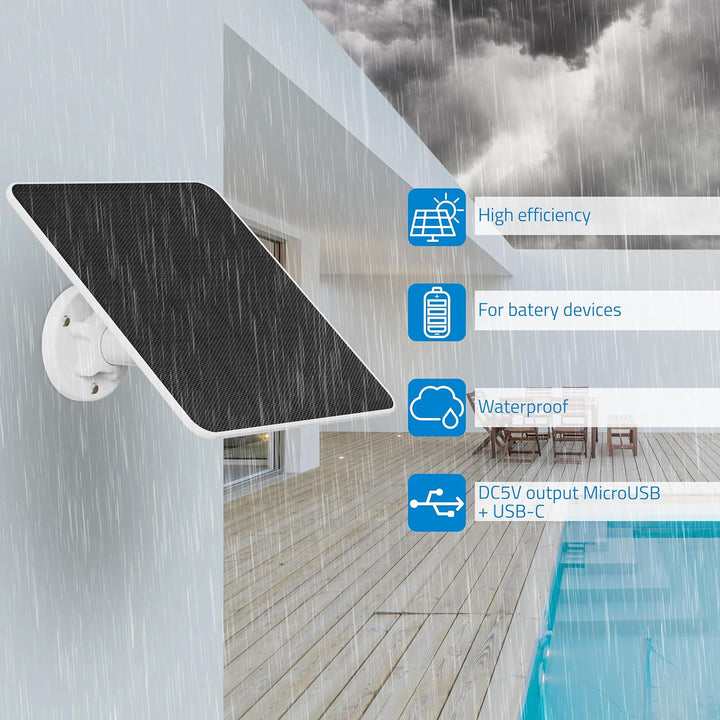 NIVIAN Solarpanel für IP-Sicherheitskameras, einfache Installation mit verstellbarer Halterung, 9 W,