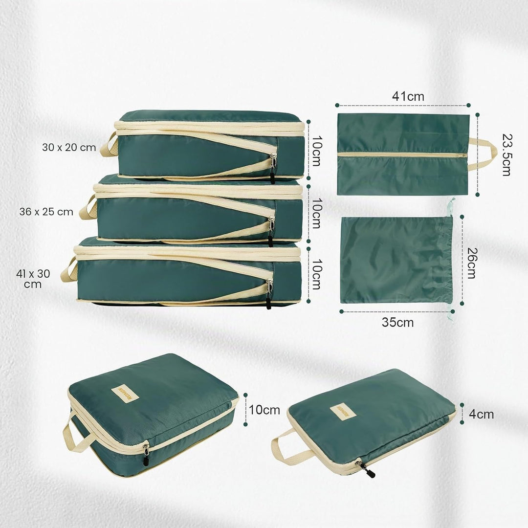 Romon Koffer Organizer Kompression, 5-Teilig Compression Packing Cubes Set, Reise Packwürfel Kompres
