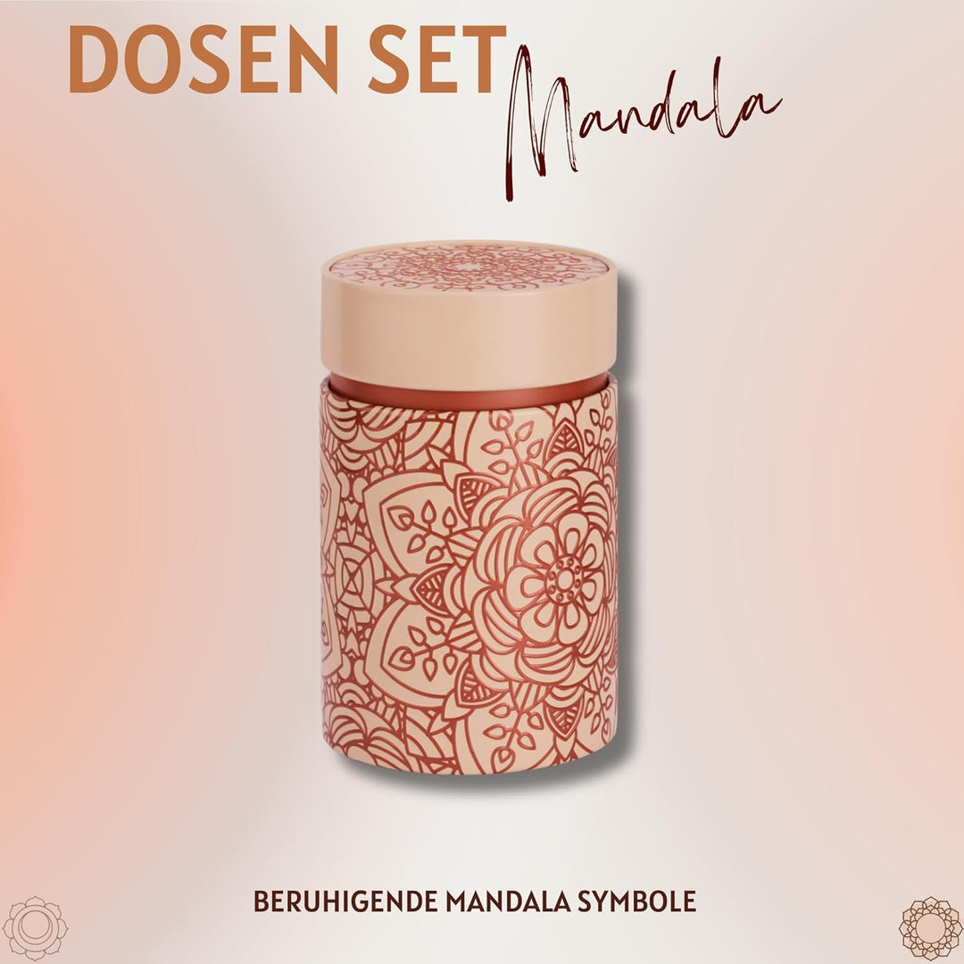 MediMuc Dose Mandala 150g 2er Set mit orientalischen Motiven aufwendig lackiert, Stülpverschluss - V