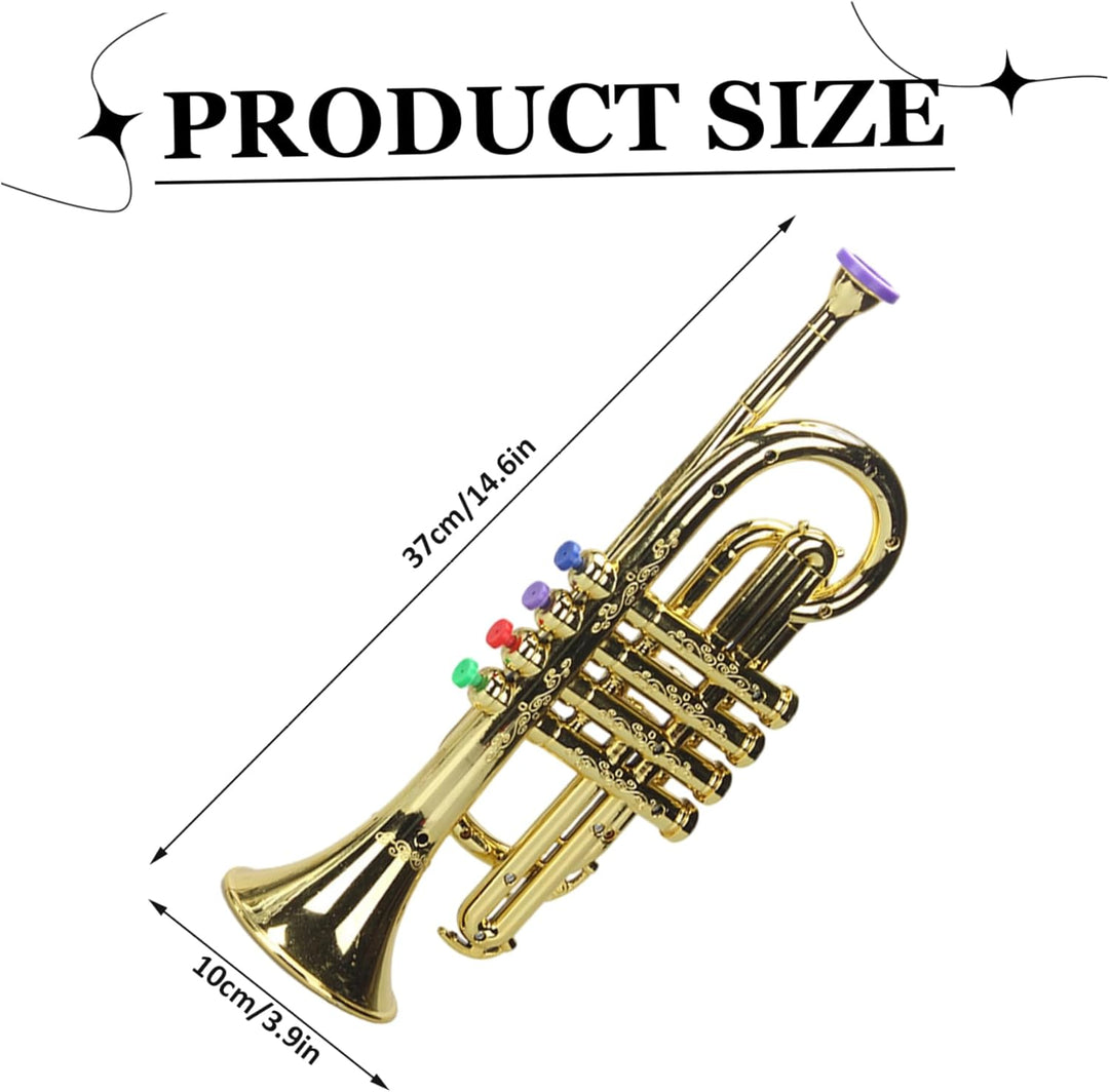 Spielzeugtrompete, spielbar, entwicklungssicher, aus PP-Kunststoff, goldene Kindertrompete mit beque