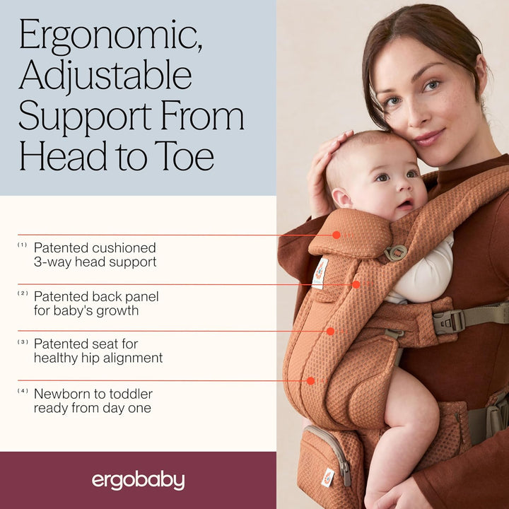Ergobaby Omni Deluxe All-in-One Babytrage für Neugeborene ab Geburt bis 20kg, Ergonomische 4-Positio