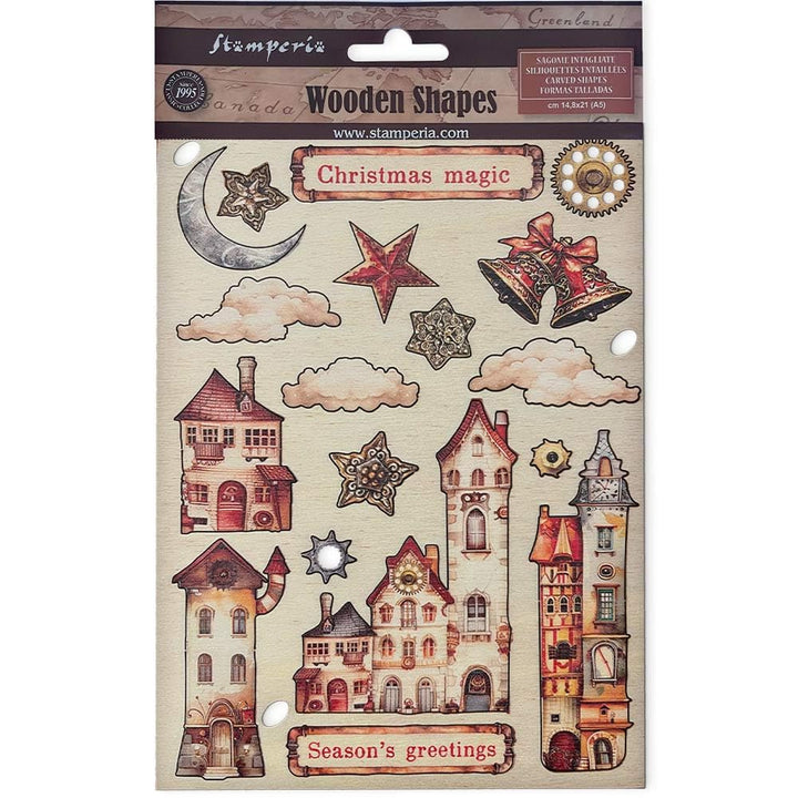 Stamperia - Coloured Wooden Shapes for Scrapbooks, Albums, Bullet Journals and More, Laser Cut, Prin