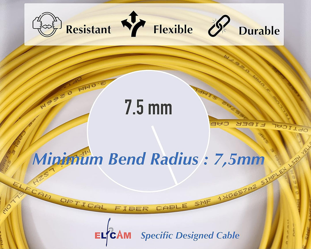 Elfcam® - 10m Glasfaser-kabel LWL LC/UPC zu SC/UPC, Glasfaser Patchkabel OS2 Singlemode Duplex 9/125