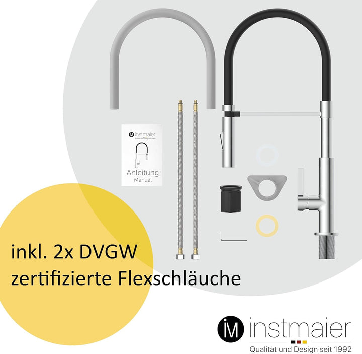 instmaier K4 | Wasserhahn für die Küche | Spültischarmatur mit flexibler Geschirrbrause | Mischbatte