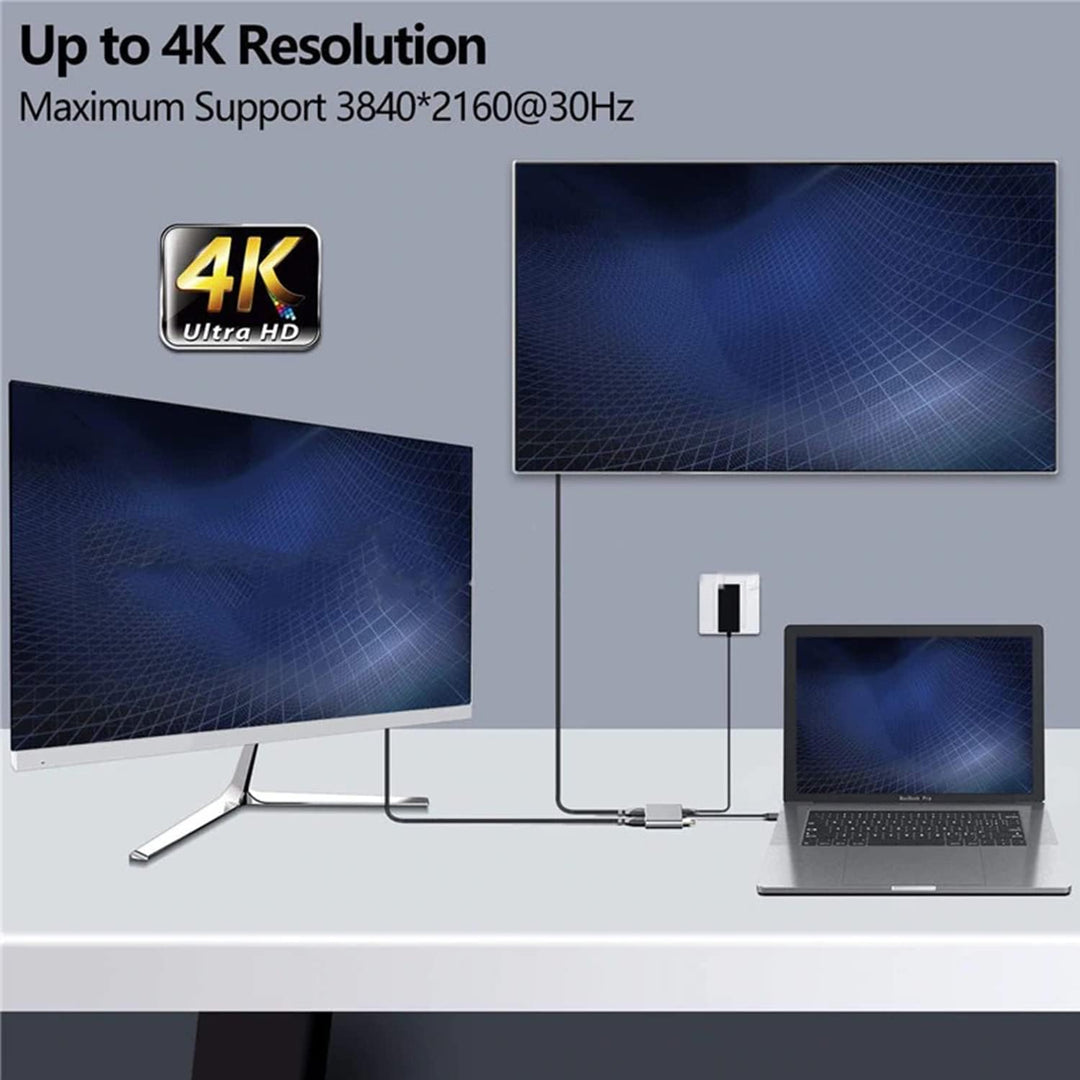 USB C auf Dual HDMI Adapter, 4 in 1 USB Typ C Hub mit 2 HDMI (4K @ 30Hz)/USB 3.0 /PD Aufladen, Dual