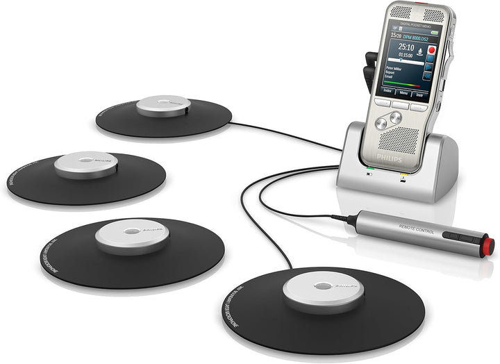 Philips DPM8900/02 Meeting-Recorder-Set, Digitales Diktiergerät inkl. 4 Grenzflächenmikrofonen für 3