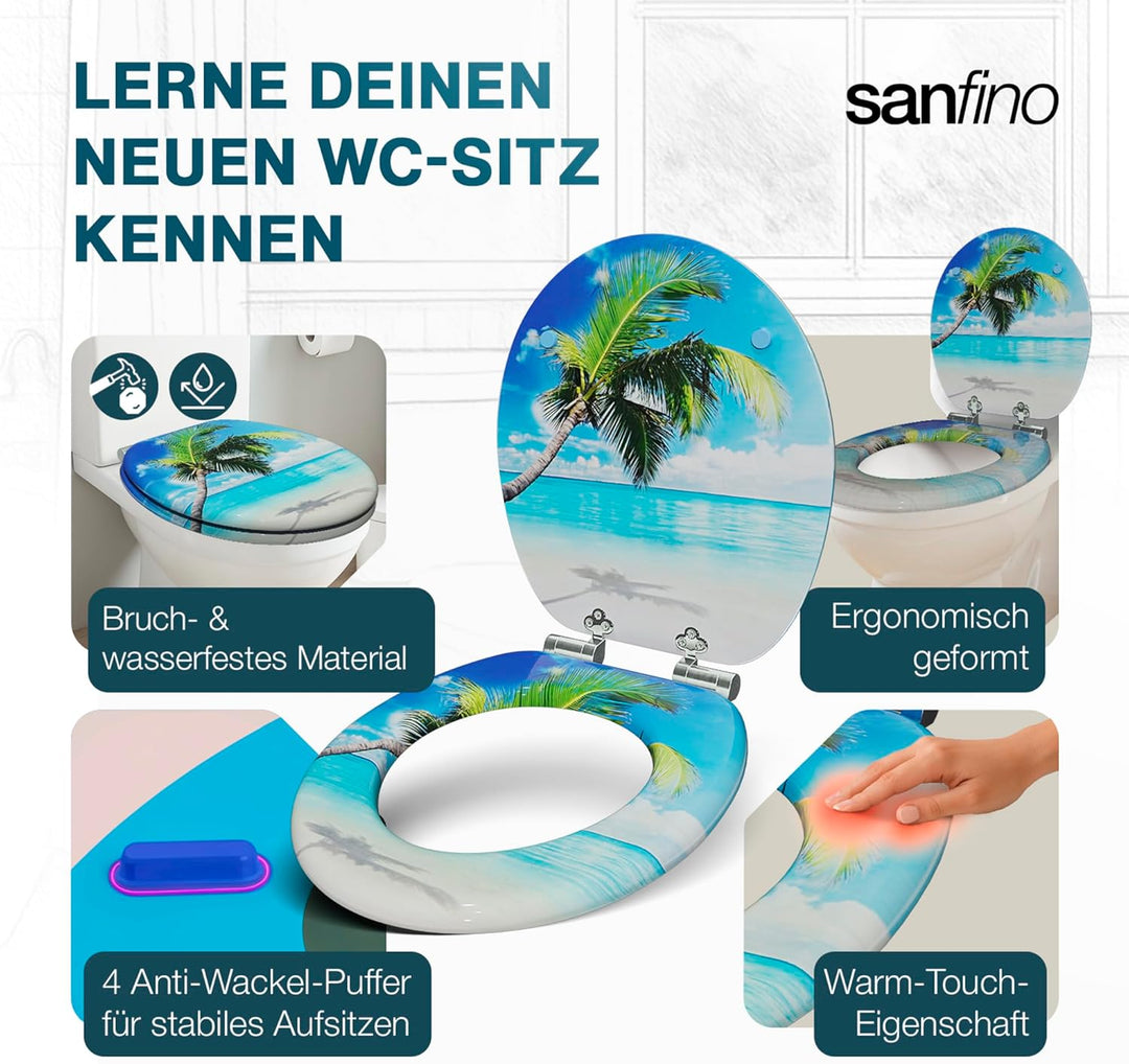 Premium WC Sitz mit Absenkautomatik – hochwertige Toilettendeckel aus Holz, viele bunte Motive, hohe
