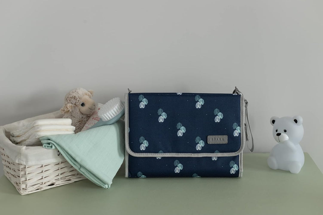 BÉABA, Baby Wickeltasche, Wickelunterlage aus 100% Baumwolle, für unterwegs, mit Fächern für Windeln