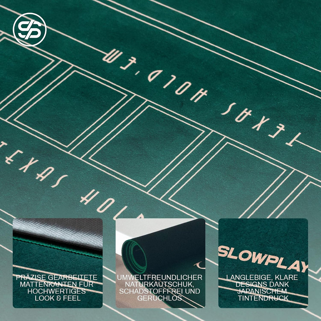 SLOWPLAY Nash Pokermatte, Ultra glatt, mobil, Art-déco-Layout | Samtig glatte Oberfläche; rutschfest