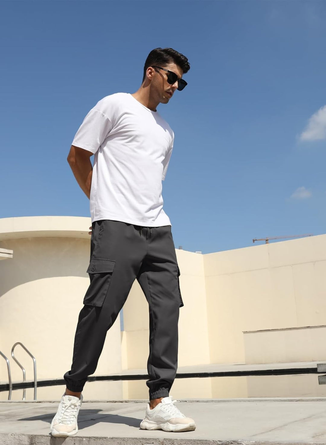 Cargohose Herren Lang Casual Jogginghose Stretch Arbeitshosen Regular Fit Cargo Hosen Elastische Her