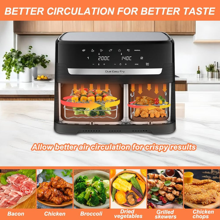 BYKITCHEN Heissluftfritteuse Zubehör für Philips Dual Basket 3000-Serie, 9L/Tefal 5,2/3,1 L Easy Fry