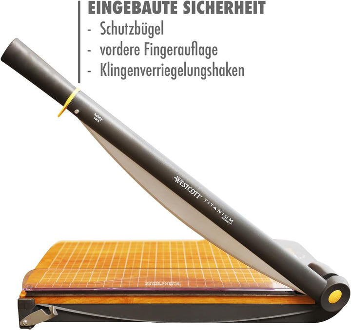 Westcott 15107 Hebelschneidemaschine TrimAir 15", 38 cm, mit Holzbasis, bis zu 30 Lagen 80gr. Papier