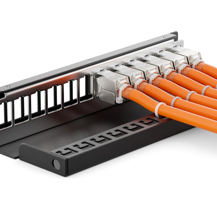 deleyCON 12 Port CAT7 Patchpanel Set mit 12x CAT.7 RJ45 Keystone Jack Modul STP 10 Gbit/s - Verteile