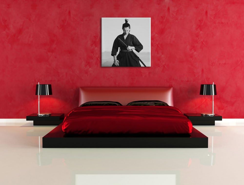 stolze Samurai-Kriegerin, Format: 70x70 auf Leinwand, XXL riesige Bilder fertig gerahmt mit Keilrahm