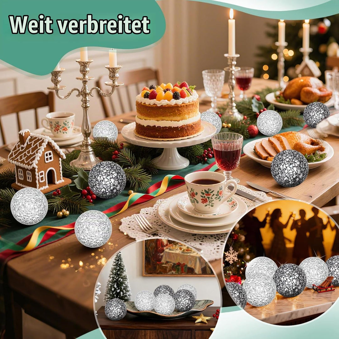 6 Stücke Mosaikkugeln Glas Solide 6cm Knistern Kugeln Spiegelglaskugel Satz Schalen Vasen Esstisch Z