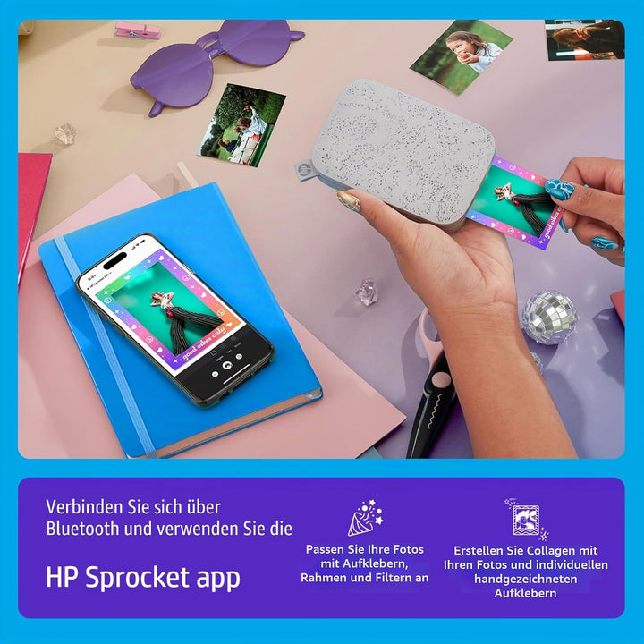HP Sprocket 2x3 Sofortbild-Smartphone-Drucker 75-Blatt-Bundle – Bluetooth Tragbarer Farb-Wireless-Mo