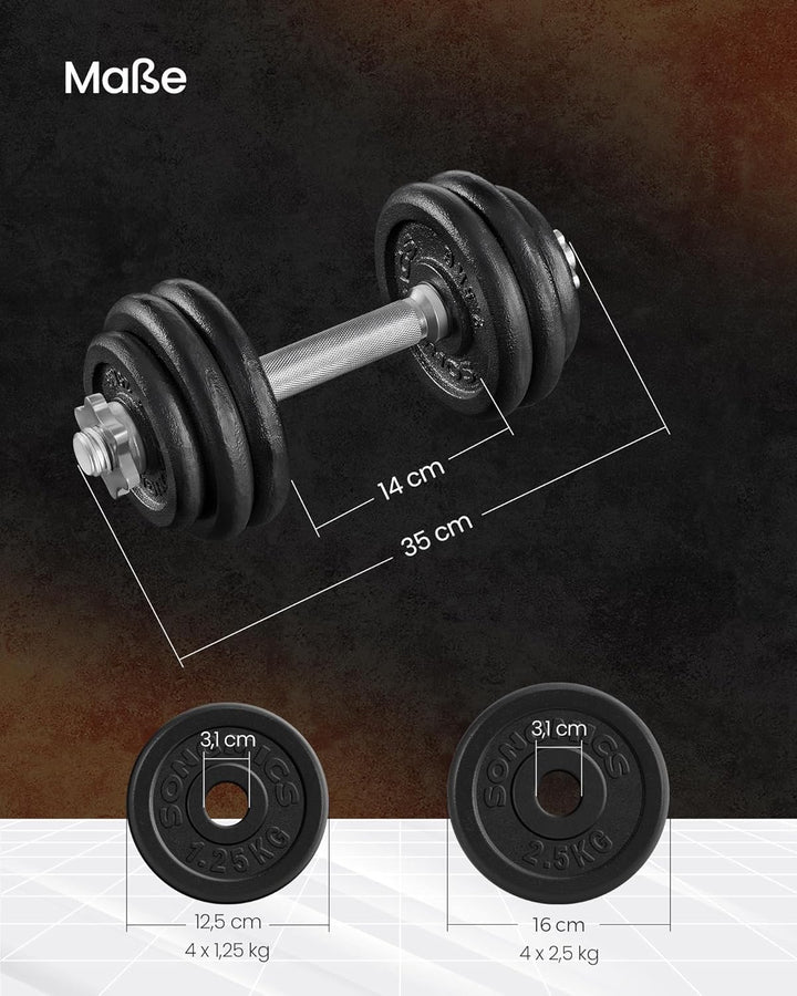 SONGMICS Hanteln, Hantelset aus Gusseisen, verstellbar, für Männer und Frauen, Workout, Fitnesstrain