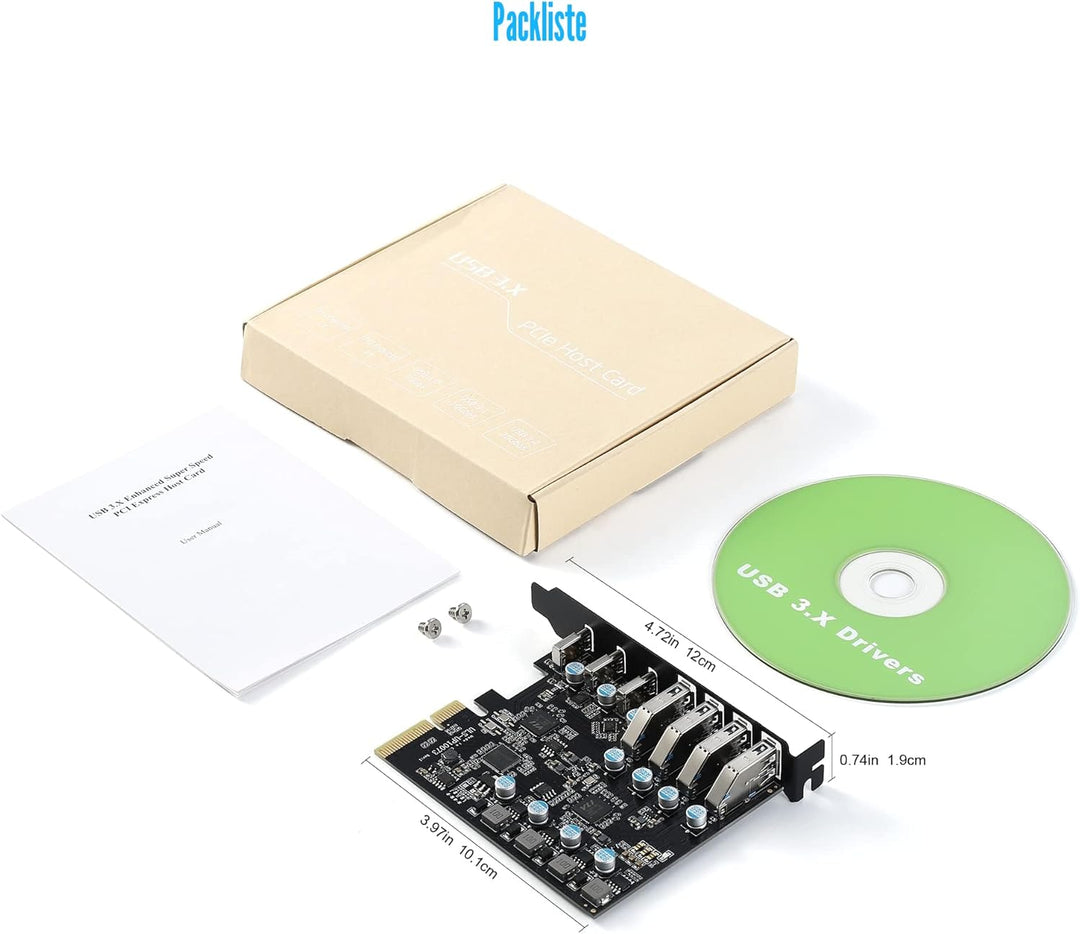 USB 3.2 Karte 7 Ports(4A + 3C), FARBOKO PCIe USB 3.2 Gen 2 10Gbps Interner USB HUB for Windows 10/8/