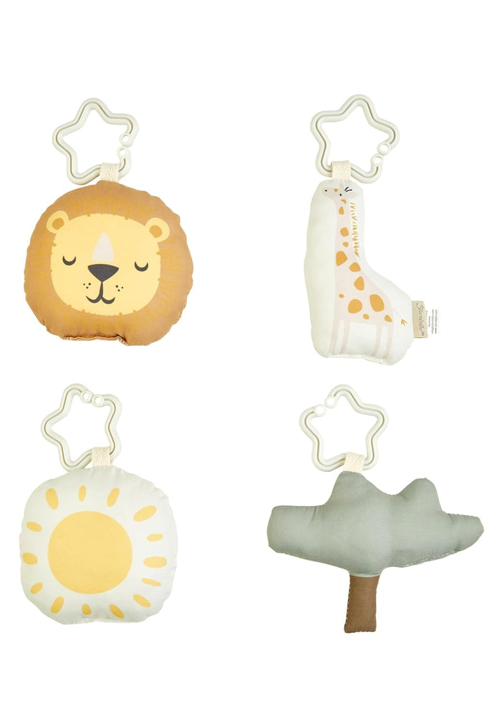 Sterntaler Spielbogen Giraffe & Löwe – weiche Spieldecke mit Druckmotiv – abnehmbare Spielfiguren mi