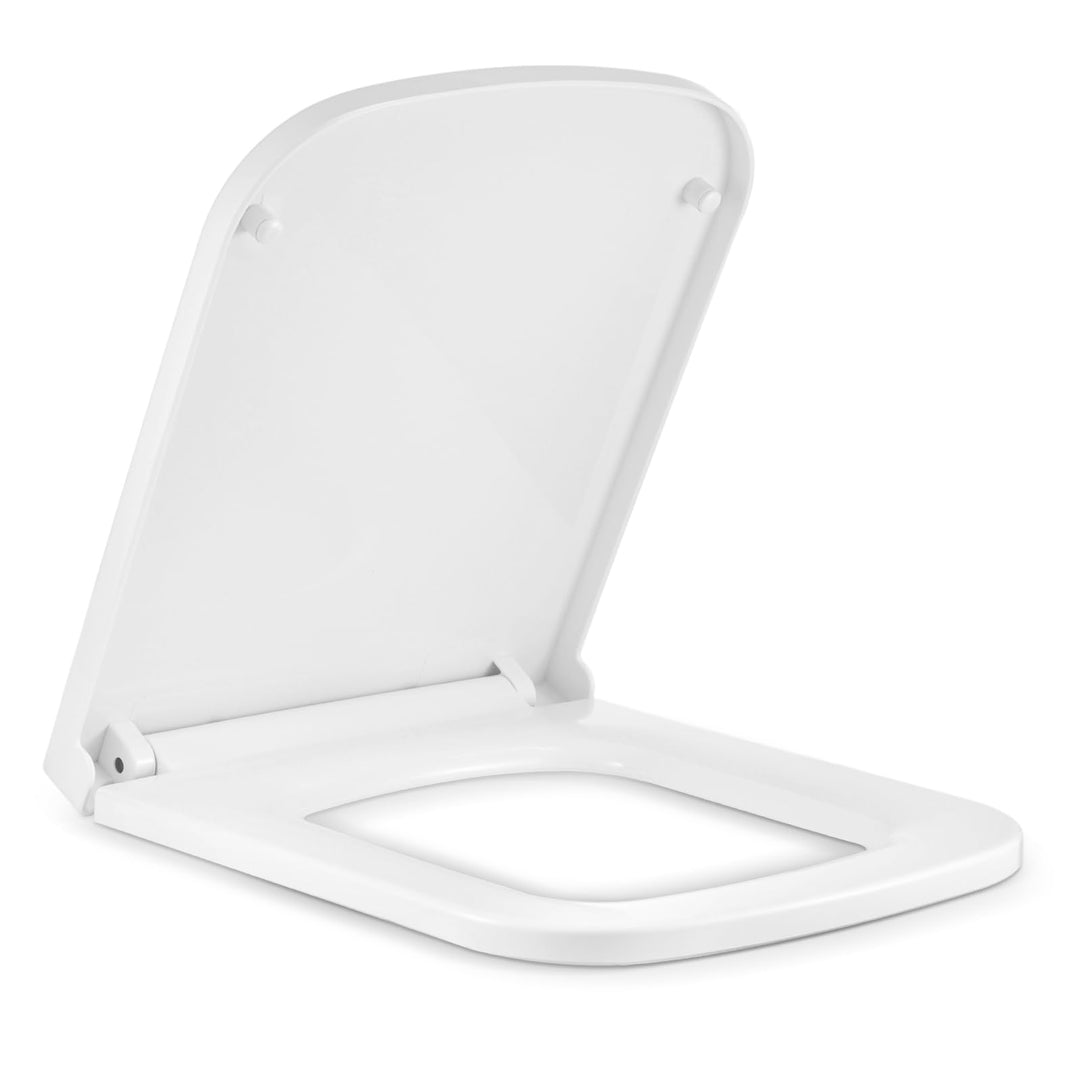 Toilettendeckel Eckig 36x42x4 cm mit Absenkautomatik & Montageset – Quadratischer WC-Sitz Weiss, Sof