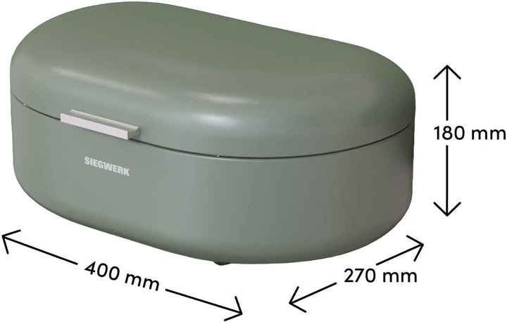 Design-Brotkasten PANEA - Korpus, Griff und Scharniere aus Metall - hochwertige Qualität - grün, Grü