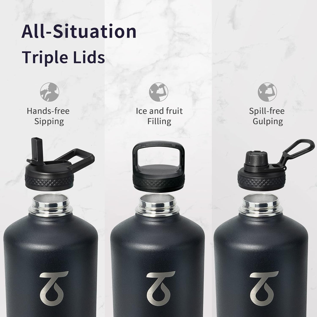 Trebo 3,6 l Wasserflasche isoliert mit ParacordGriff, 2,5 Liter lebensmittelechter, doppelwandiger V