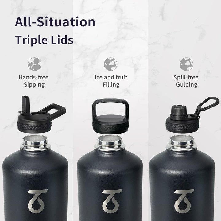 Trebo 3,6 l Wasserflasche isoliert mit ParacordGriff, 2,5 Liter lebensmittelechter, doppelwandiger V