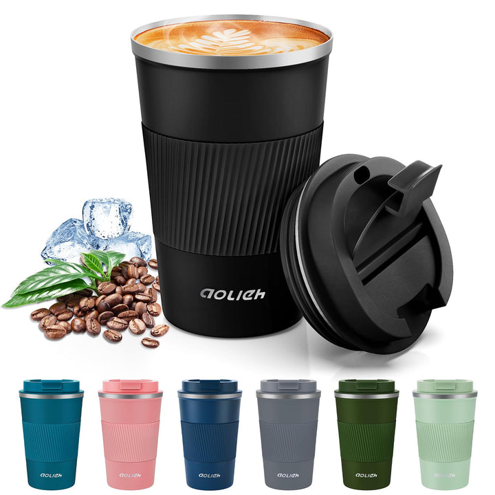 Thermobecher, Kaffeebecher mit Auslaufsicherem Deckel, Thermobecher- Isolierbecher, Edelstahl Travel